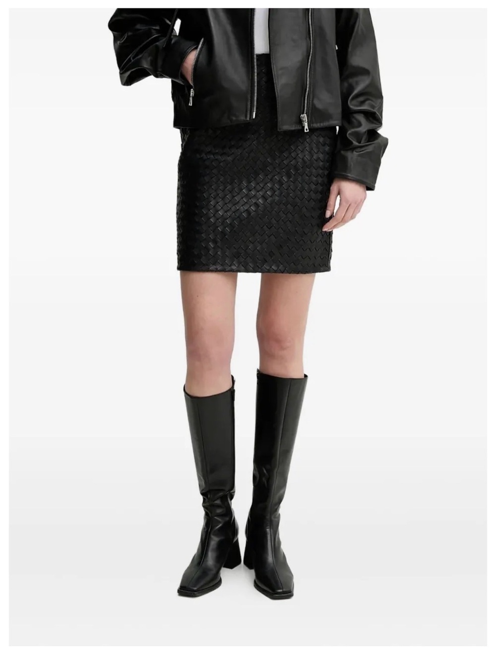 Day Birger et Mikkelsen Textured Black Mini Skirt with Woven Detail